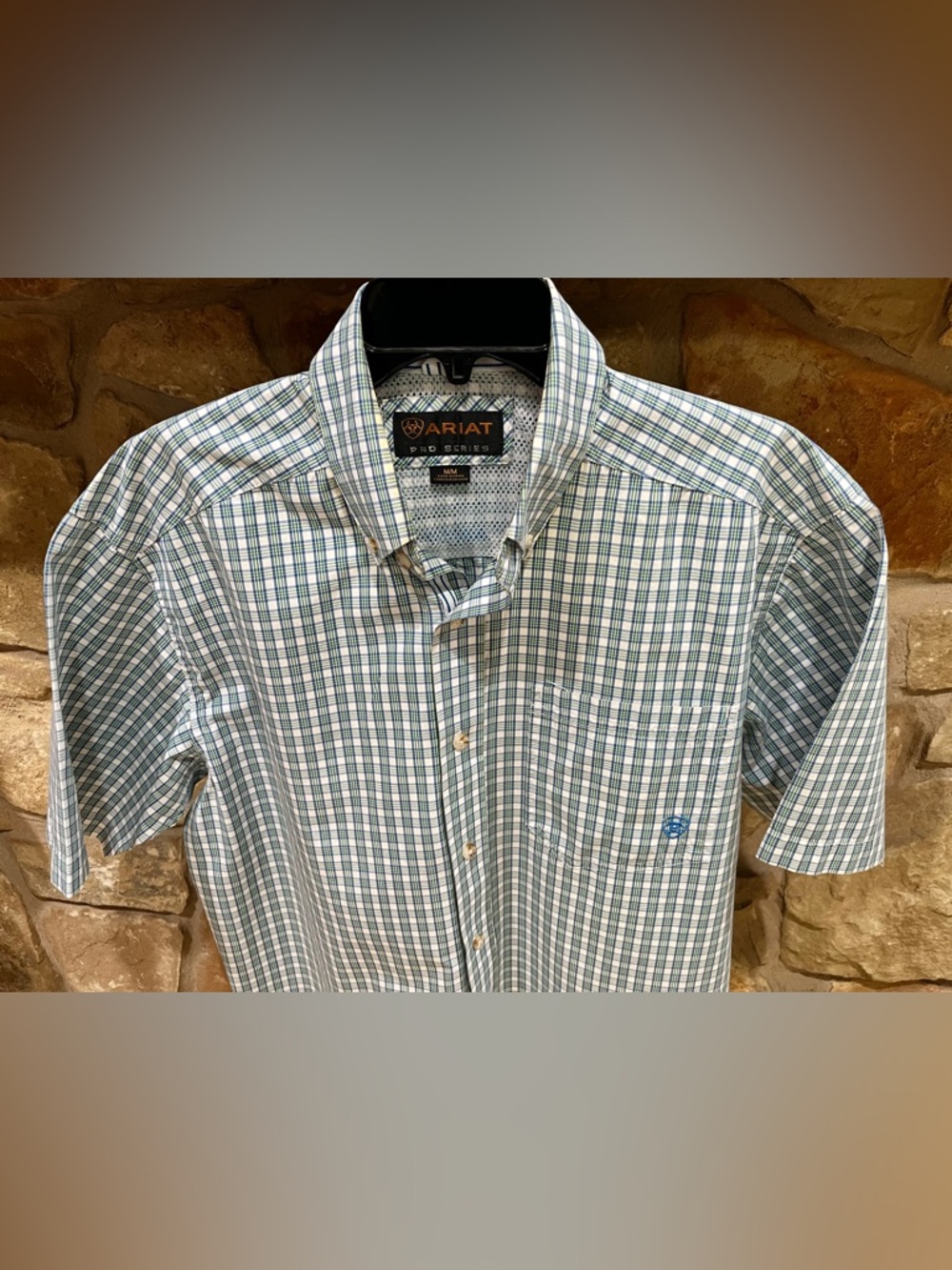 Ariat Pro Series Vented Plaid Shirt Men's Medium Cowboy Rodeo Rancher Farmer - Picture 2 of 13